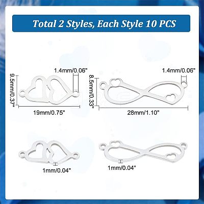 20Pcs 2 Styles 201 Stainless Steel Connector Charms FIND-HY0001-18-1