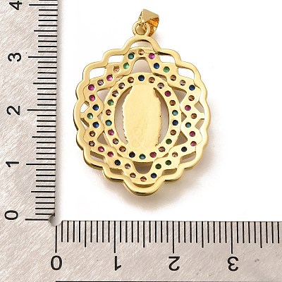 Religion Themed Rack Plating Brass Micro Pave Cubic Zirconia Pendants KK-L226-007G-23-1