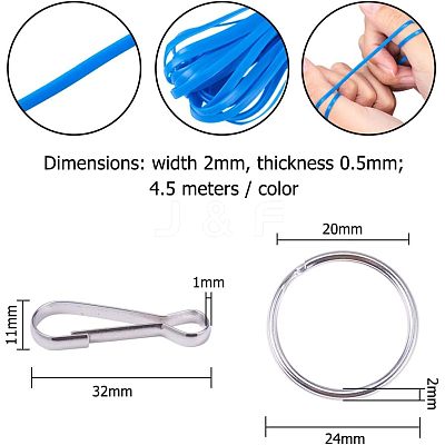 Plastic Lace Rope and Iron Split Key Rings/Key Clasp Finding DIY-NB0002-35-1
