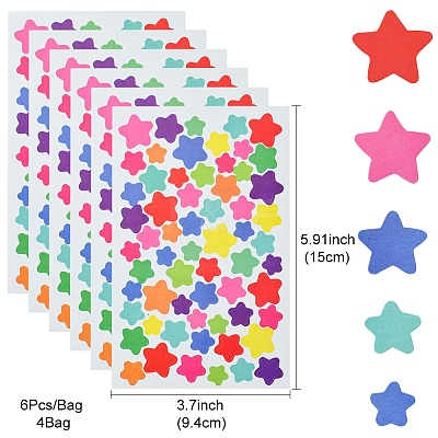 4 Bags Star Pattern DIY Paper Picture Stickers AJEW-FS0001-16-1