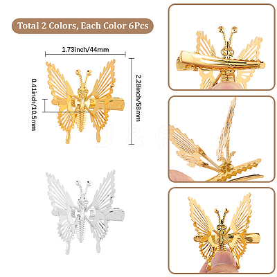 12Pcs 2 Colors Alloy Alligator Hair Clips for Women OHAR-SP0001-08-1