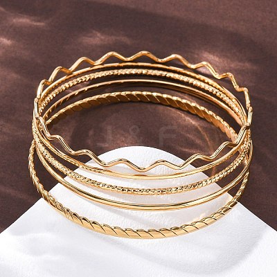 5Pcs 304 Stainless Steel Bangle Set for Women LS-BJEW-S162-01C-G-1