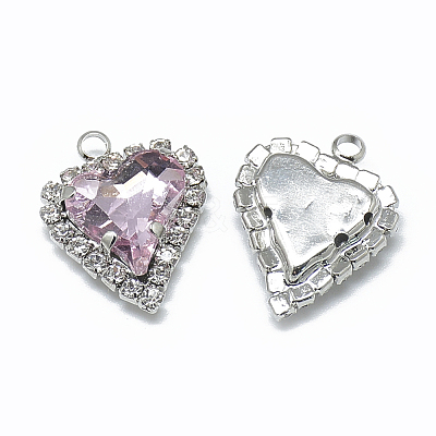 Glass Rhinestone Pendants RGLA-T128-12x13-12P-1