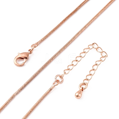 Brass Round Snake Chain Necklaces for Women NJEW-D302-15RG-1