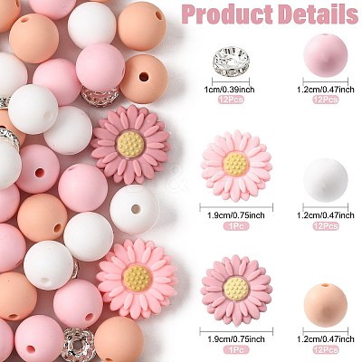 DIY Daisy Round Beads Findings Kits DIY-FS0010-24B-1