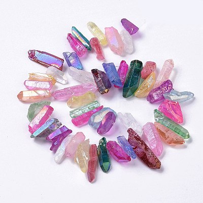 Electroplated Natural Quartz Crystal Beads Strands G-I345-01-1