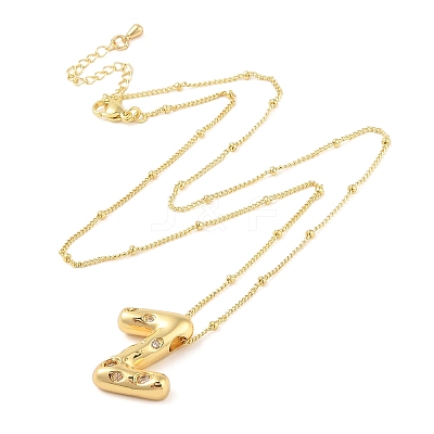 Brass Micro Pave Clear Cubic Zirconia Pendant Necklaces NJEW-Z038-01G-Z-1