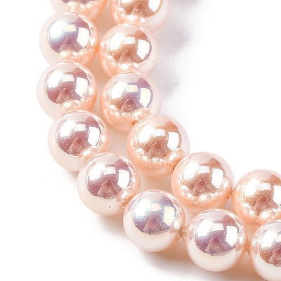 UV Plating Pearlized Glass Pearl Beads Strands GLAA-F128-01A-T09-1