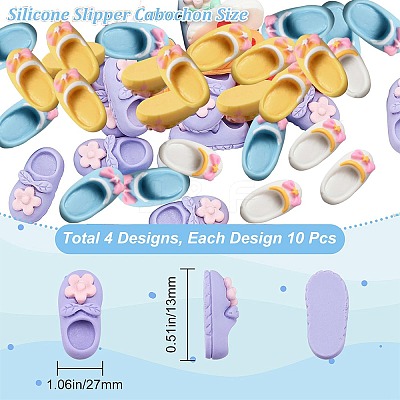 40Pcs 4 Styles Opaque Resin Cabochons FIND-SC0003-73-1