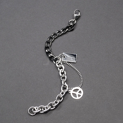 Two Tone Peace Symbol & Quote Charm Bracelets FS-WGFBFF4-03-1