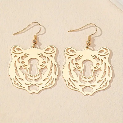 Tiger Head Alloy Dangle Earrings FS-WG96218-02-1