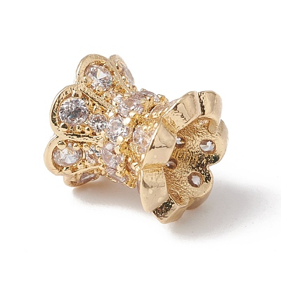 Eco-Friendly Rack Plating Brass Micro Pave Cubic Zirconia Double Sided Bead Caps KK-F835-25A-G-1