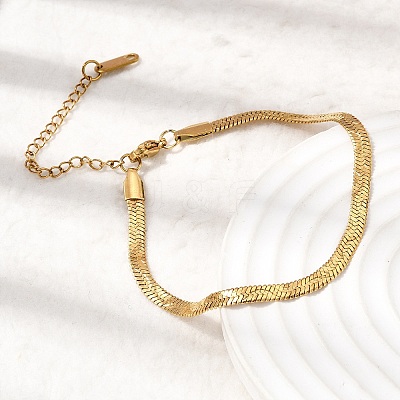 304 Stainless Steel Snake Chains Bracelets for Women BJEW-P395-02G-02-1