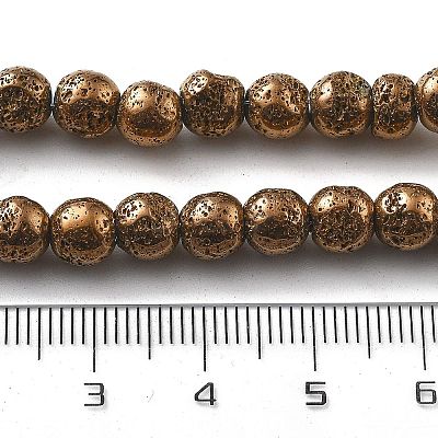 Electroplated Natural Lava Rock Beads Strands G-A251-B01-01A-1