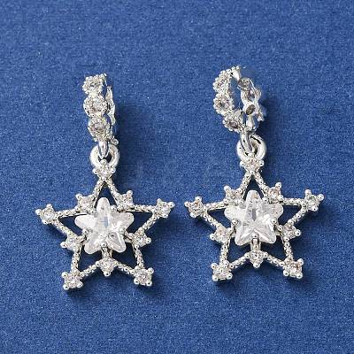 Brass Pave Clear Cubic Zirconia European Dangle Charms CU-CBAEC99-26S-1