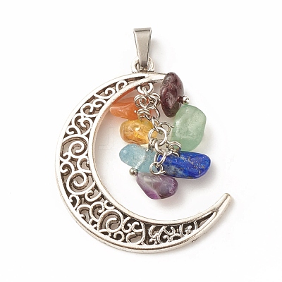 Natural Mixed Stone Pendants PALLOY-JF01487-1