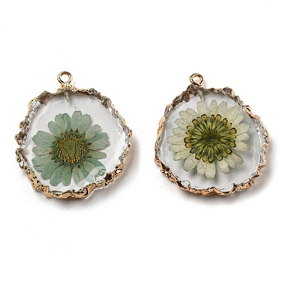 Inner Dried Flower Resin Pendants X-RESI-P028-02KCG-02-1