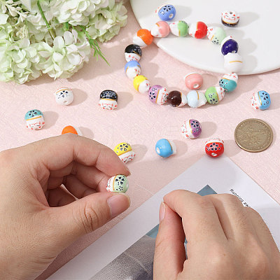 30Pcs 15 Colors Handmade Porcelain Beads PORC-CA0001-21-1
