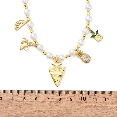 Brass Micro Pave Clear Cubic Zirconia Beaded Necklaces NJEW-Z059-05G-1