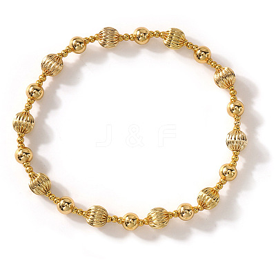 Brass Striped Round Beaded Stretch Bracelets for Women ZV9716-4-1