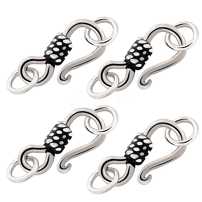 4Pcs 925 Thai Sterling Silver S-Hook Clasps with Double Jump Rings STER-BBC0001-93-1