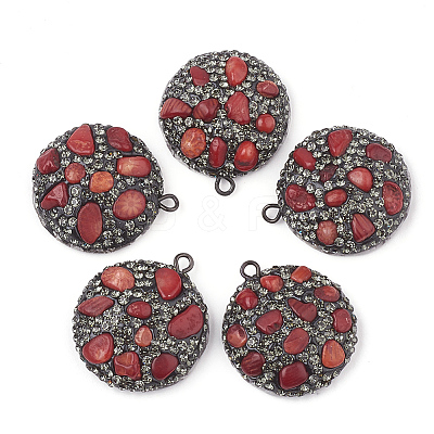 Polymer Clay Rhinestone Pendants RB-S056-10F-1