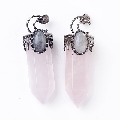 Natural Rose Quartz Big Pendants G-F639-05E-1