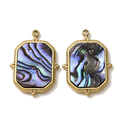 303 Stainless Steel & Natural Paua Shell Pendants SH-CBA1E47-01G-1