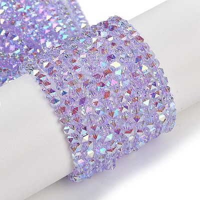 Electroplate Glass Beads Strands GLAA-Q105-02-1