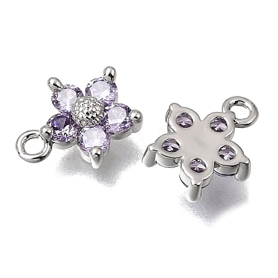 Brass Micro Pave Lilac Cubic Zirconia Charms KK-K427-13A-P-1