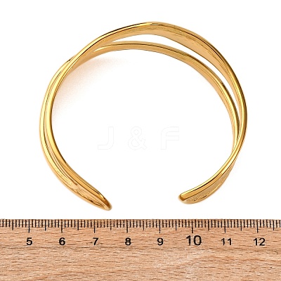 304 Stainless Steel Cuff Bangles for Women BJEW-G749-17G-1