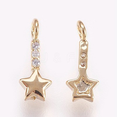 Brass Micro Pave Cubic Zirconia Charms KK-P157-06G-NF-1