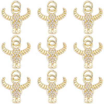 10Pcs Brass Micro Pave Cubic Zirconia Charms KK-BBC0024-920-1