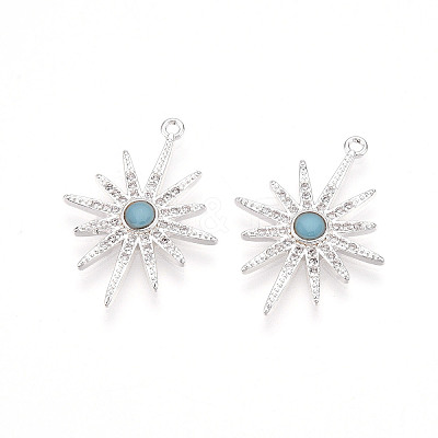 Brass Micro Pave Cubic Zirconia Enamel Pendants KK-T074-57P-1