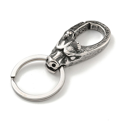 Tibetan Style 316 Surgical Stainless Steel Fittings with 304 Stainless Steel Key Ring FIND-Q101-09AS-03-1