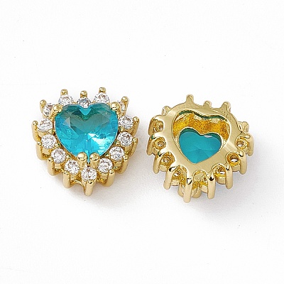 Rack Plating Brass Micro Pave Cubic Zirconia Beads KK-C007-12G-12-1