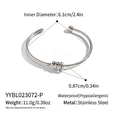 304 Stainless Steel Open Cuff Bangles for Women RM8954-2-1