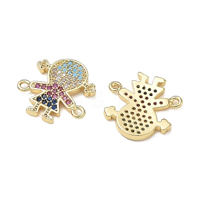 Brass Micro Pave Colorful Cubic Zirconia Connector Charms for Jewelry Making CU-CBAAA59-01G-06-1