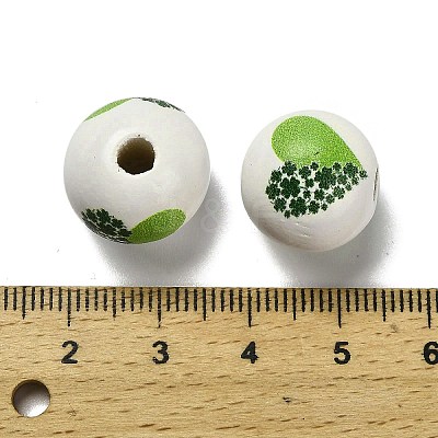 St. Patrick's Day Series Printed Schima Wood European Beads WOOD-V002-01E-1