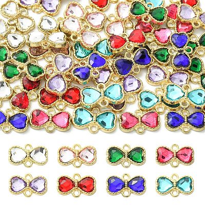 24Pcs 8 Colors Alloy Rhinestone Connector Charms FIND-YW0011-45-1