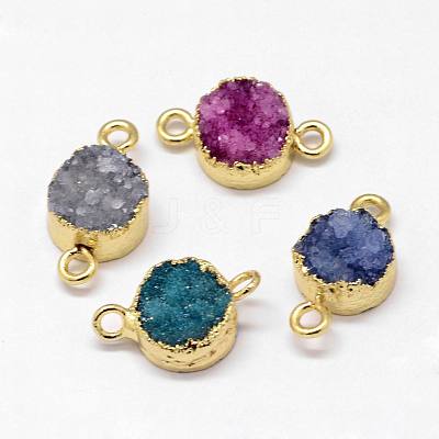Electroplated Natural & Dyed Druzy Agate Links connectors G-N0168-014B-1