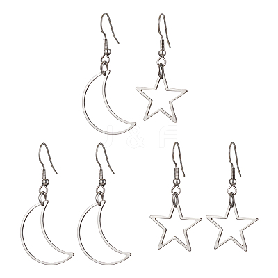 3 Pairs 3 Style Alloy Dangle Earrings Set EJEW-JE05552-1