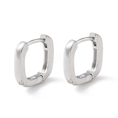 Brass Micro Pave Cubic Zirconia Hoop Earrings EJEW-P259-07P-1