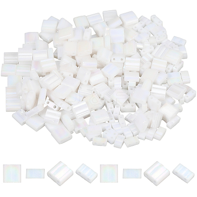 300Pcs 2 Styles 2-Hole Opaque Glass Seed Beads SEED-SC0001-63-1