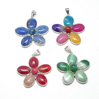 Natural Agate Big Pendants G-Q494-25P-1