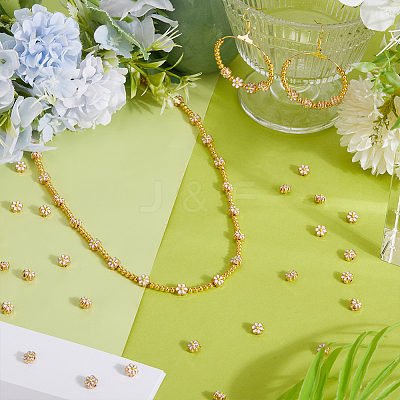 60Pcs Light Gold Tone Alloy Enamel Beads ENAM-PH0003-26B-1