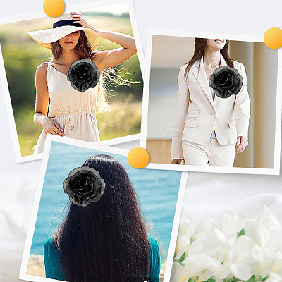 1Pc Flower Polyester Brooches JEWB-CN0001-08B-1