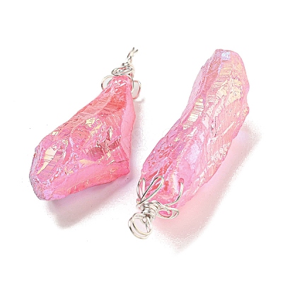 Electroplated Raw Rough Natural Quartz Crystal Big Pendants G-A229-02P-05-1