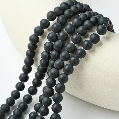 Dyed & Heated Natural Black Agate Beads Strands LS-G-P088-14-6mm-1