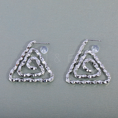 Triangle Spiral Pattern Brass Stud Earrings FT5549-1